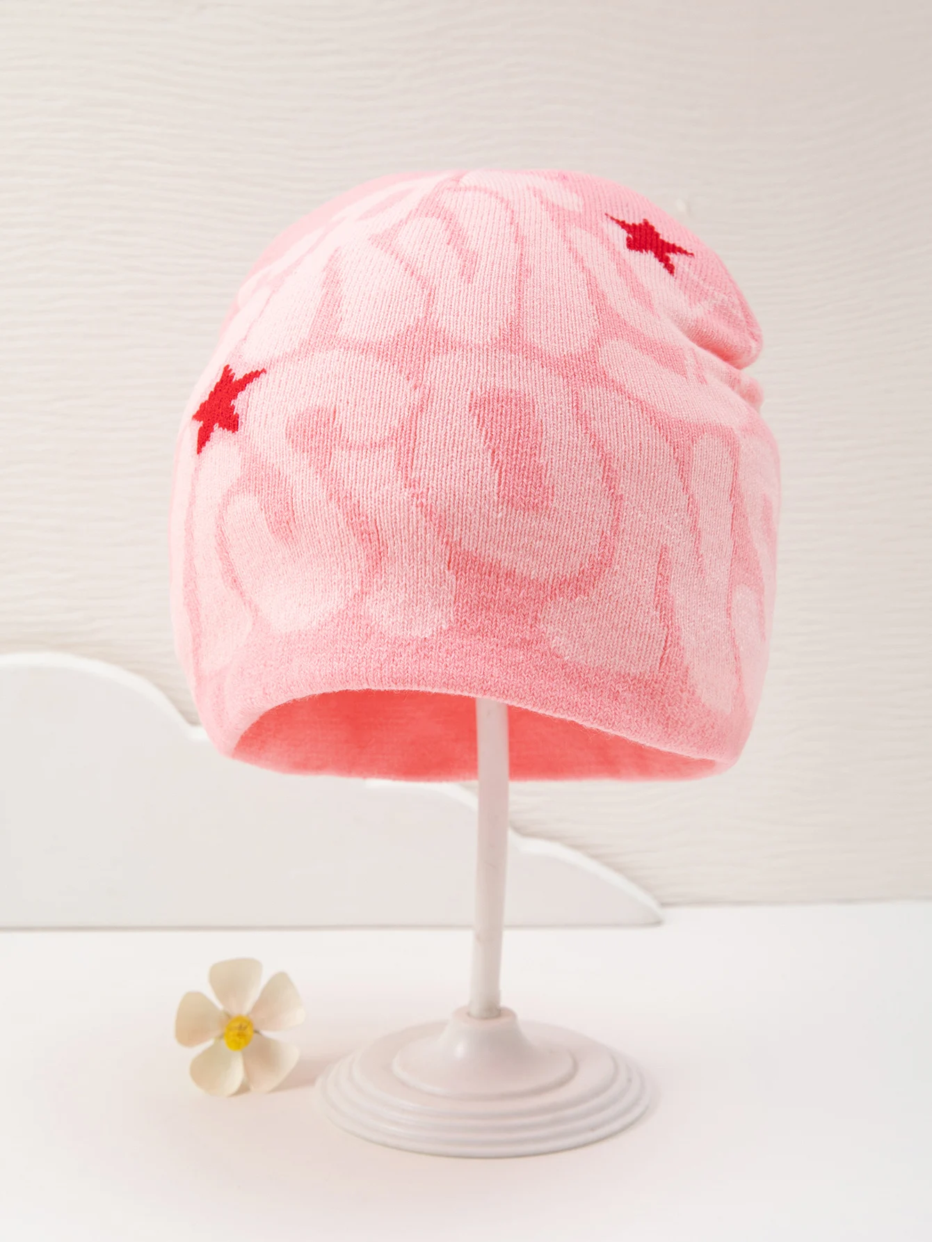 1 Top Street Fashion Letter Spider Web Pattern Jacquard Brimless Knitted Hat
