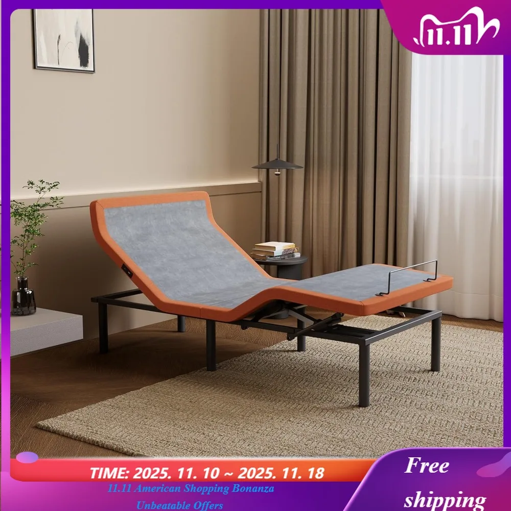 Adjustable Bed Frame Bed Base with Massage, Pillow-tilt, Ergonomic Incline, Zero Gravity, Dual USB Port, Under Bed Light