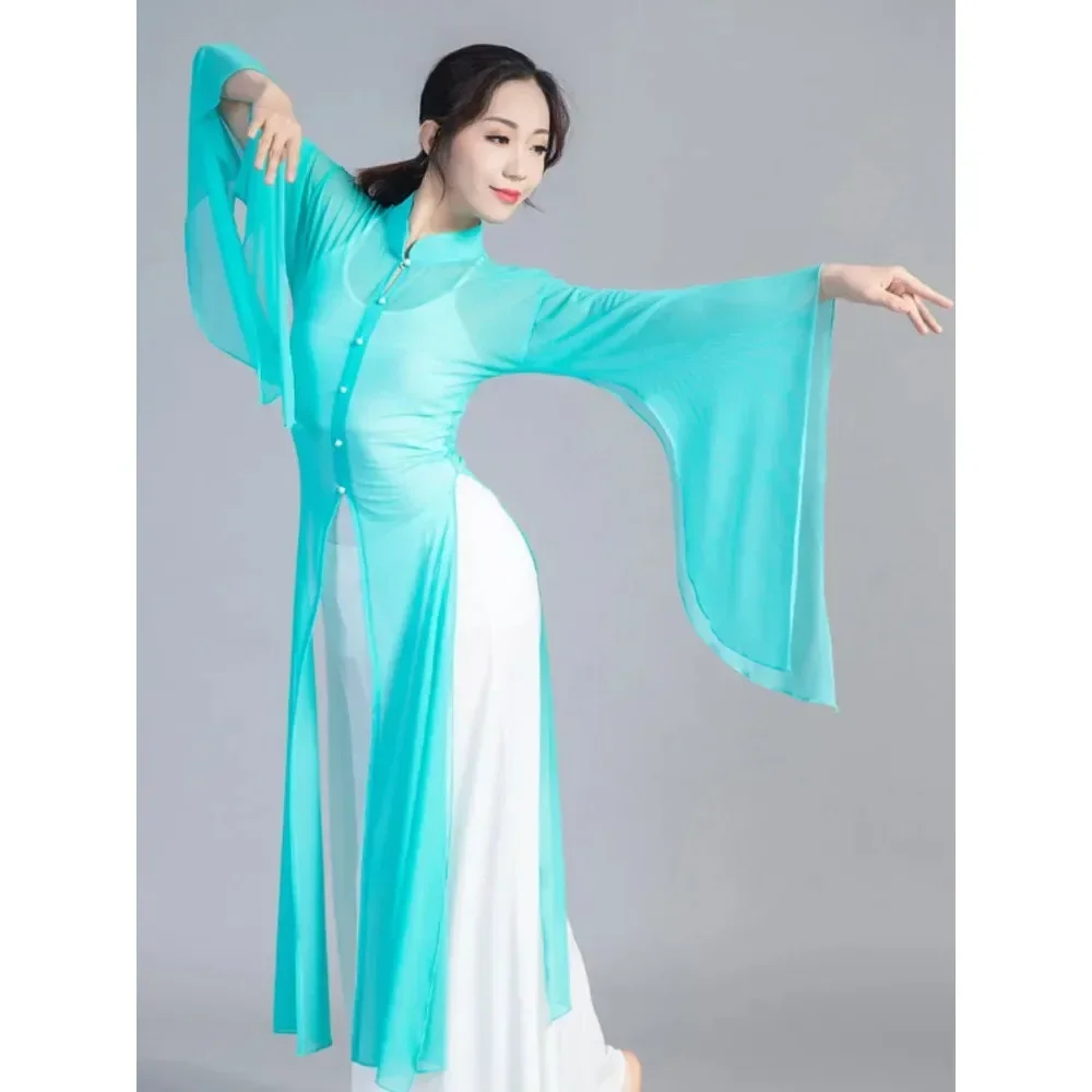 

Vintage Oriental Belly Dance Dress Chinese Cheongsam Yarn Antiquity Classical Hanfu Uniforms Clothing Female Performance Costume