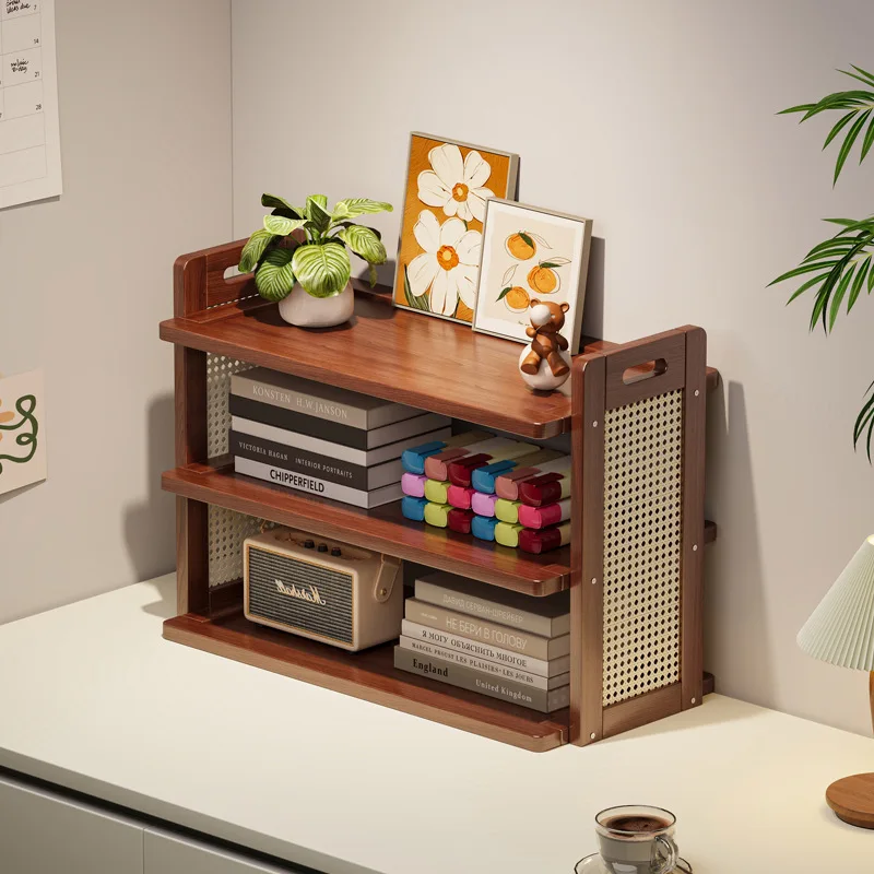 

Rattan Weave Storage Shelf Household Multi Layer Desktop Tea Cups Kitchen Tabletop Organizing Storage Rack Home Storage Gifts