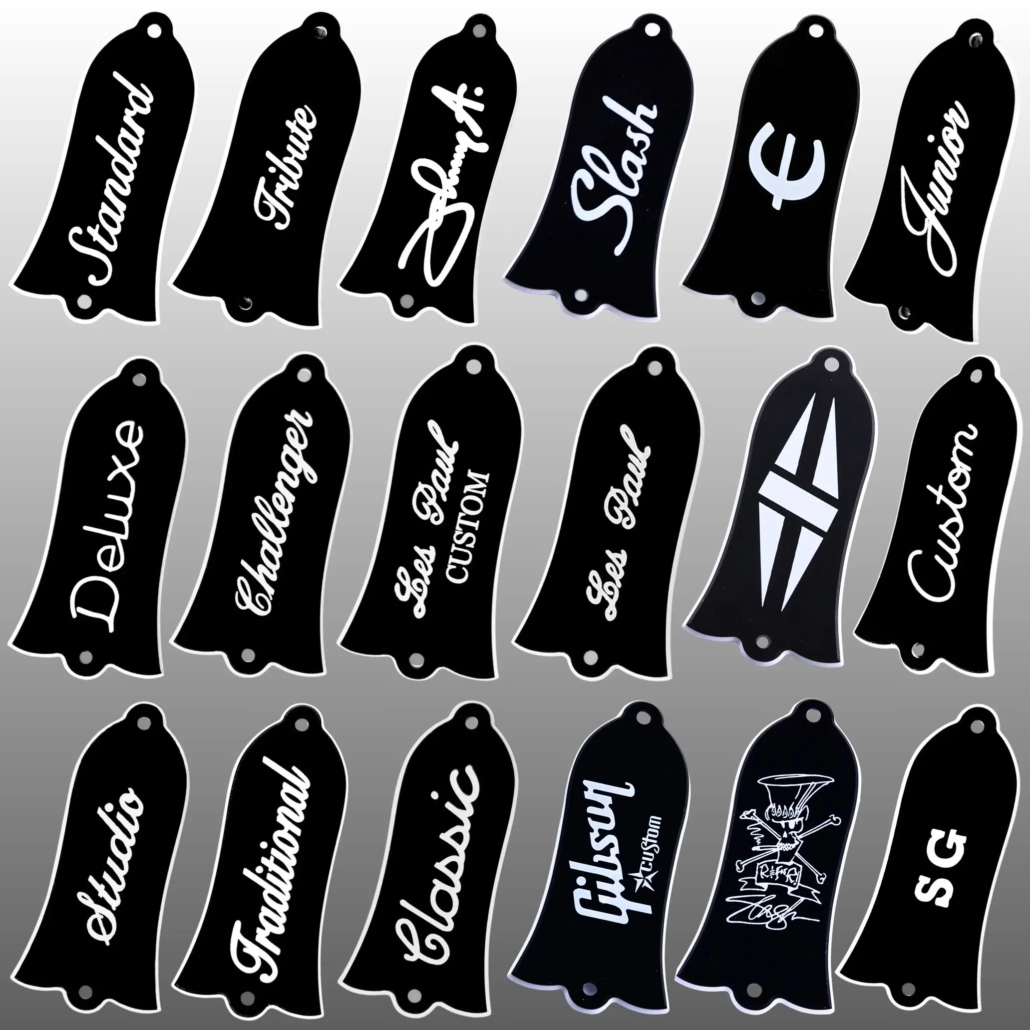 Placa de cubierta de varilla de armadura personalizada con forma de campana negra de 2 agujeros y 2 capas para Gibson SG Les Paul Bass LP estándar personalizado
