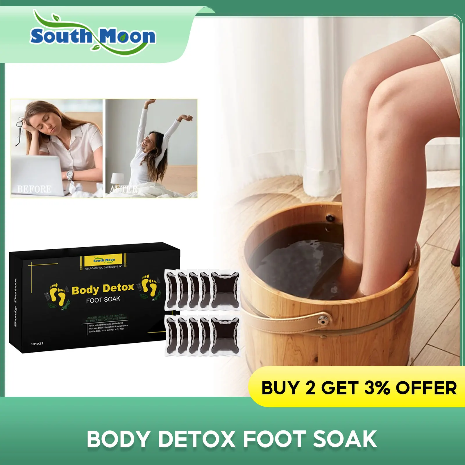 Body Detox Foot Soak Beads Remove Body Toxins Relieve Fatigue Stress Promote Blood Circulation Improve Insomnia Relax Feet Bath