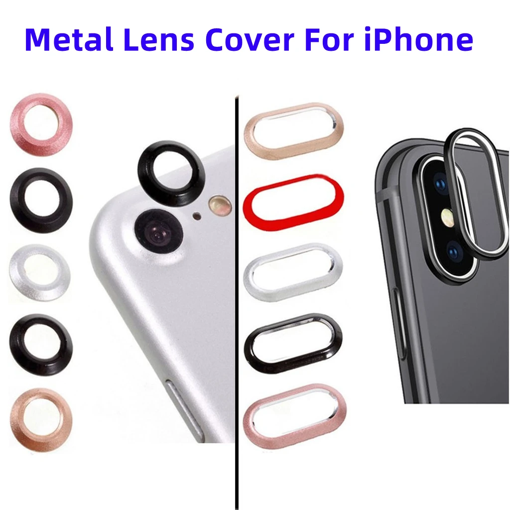 Camera Lens Metal & Tempered Glass for iPhone XR X iPhone 8 7 Plus Alloy Protection Ring Case + HD Clear Glass Screen Protector