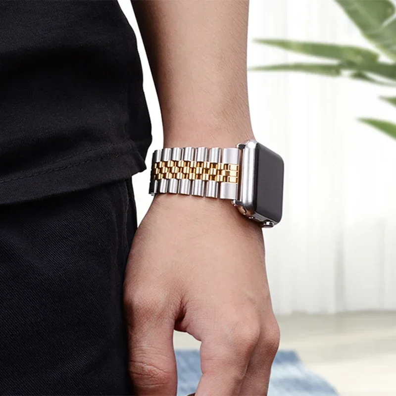 Stainless Steel Strap For Apple Watch Band 40mm 44mm 42mm 45mm 49mm Luxury Metal Bracelet for IWatch Series 1 2 3 4 5 6 7 8 9 SE