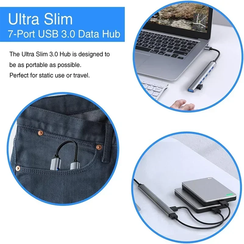 7 portas tipo c hub usb 30 otg adaptador para macbook lenovo xiaomi computador portátil multi divisor acessório