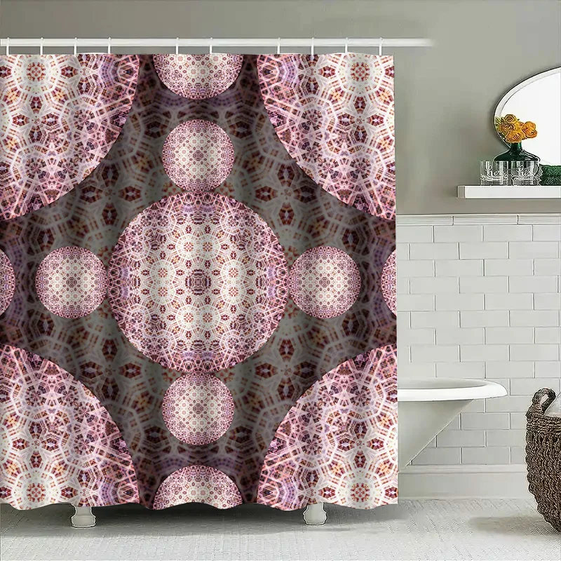 

Яркая цветочная занавеска для душа Розово-белая занавеска для душа в стиле бохо Декор для ванной комнаты Водонепроницаемая ткань Идеально подходит для вашего роскошного спа-покрытия!