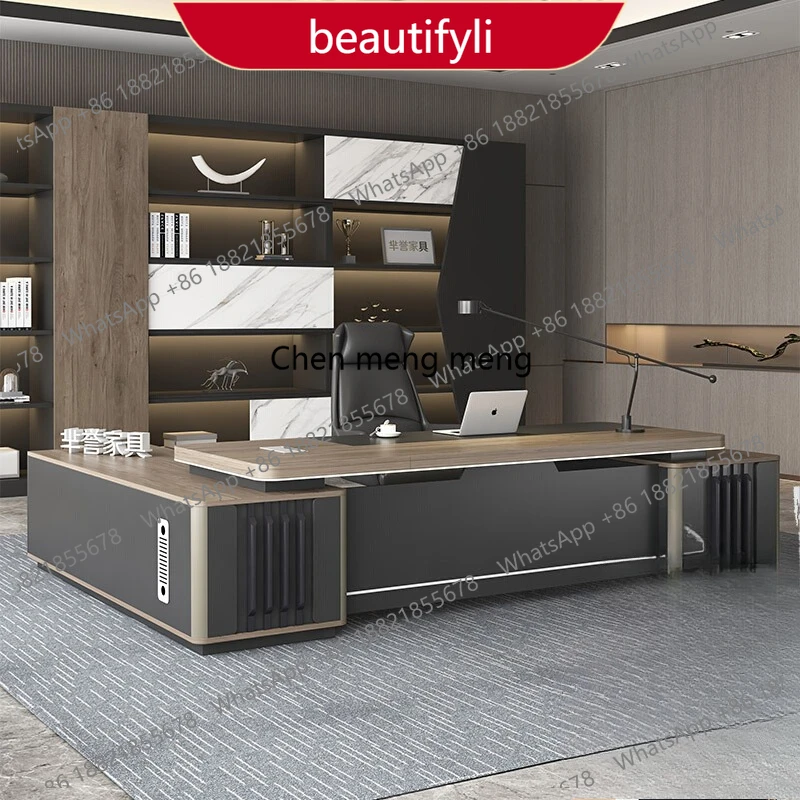 

01A L Shape Luxury Office Desks Asthetic Bureaux Work Executive Desks Desktop Bedroom Mesas De Escritorio Furniture