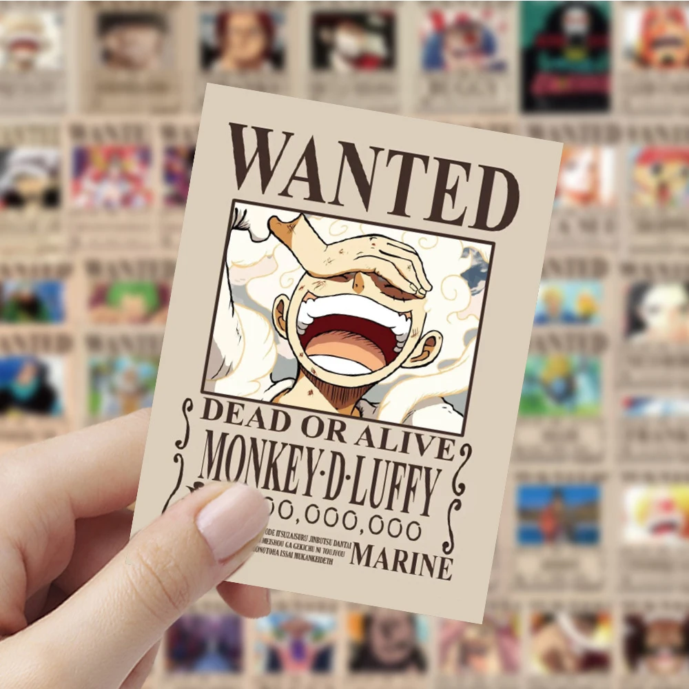 

10/30/60pcs Cool One Piece Wanted Posters Stickers Anime Decal Diary Notebook Phone Decoration Wall Cartoon Graffiti Sticker Toy