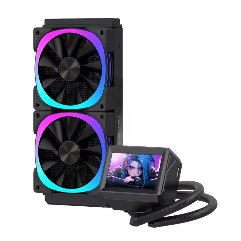 360Mm ARGB AIO CPU Water Cooler Real-time Temperature Display Fluid Bearing Computer Chassis Copper Aluminum Radiator