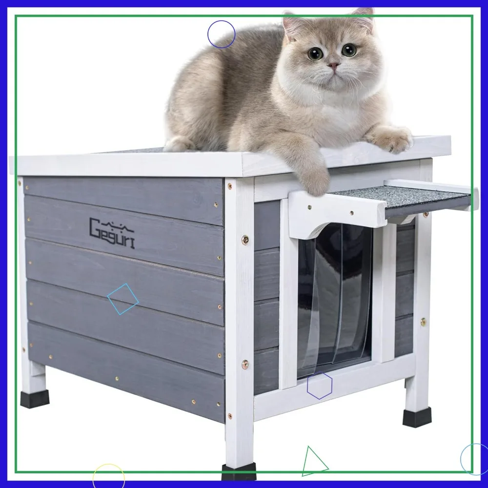 

Weatherproof Outdoor Cat House, Elevated Floor Pet Shelter for Dogs, Rabbits