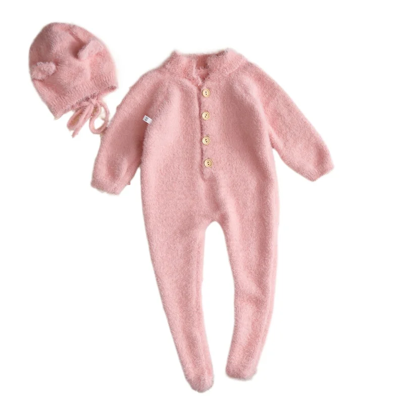 

Детский утепленный комбинезон унисекс со шляпой для осенней и зимней одежды, милые комбинезоны с вышитыми медвежьими этикетками для мальчиков и девочек