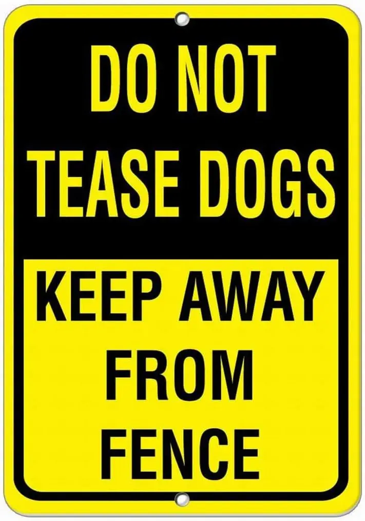 Y1,Notice Warning Sign Decor  Tin Metal Signs Do Not Tease Dogs Keep Away from Fence Pet Animal Safety Novelty Signs-alum