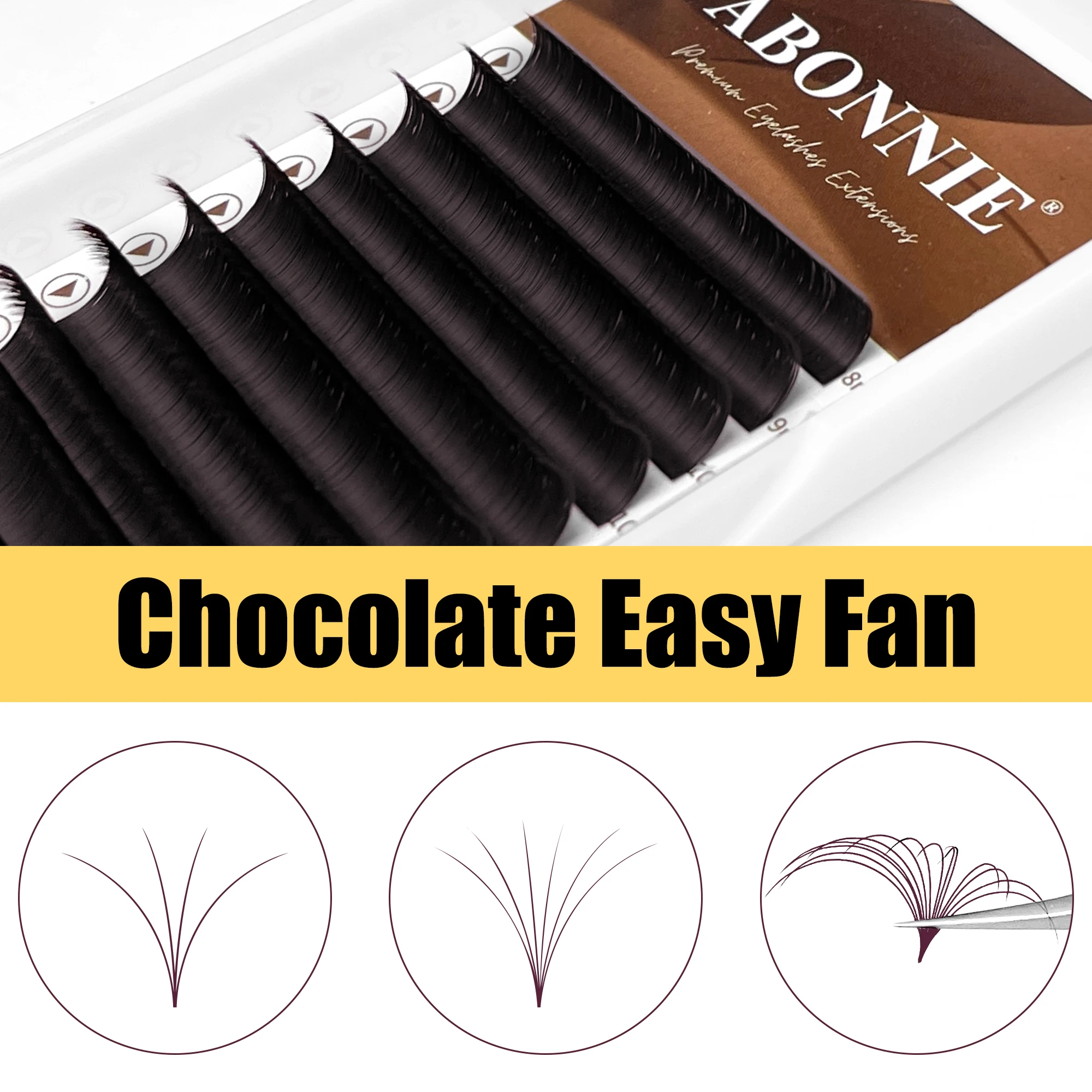 

Abonnie Cashmere Brown Easy Fans Eyelashes Extensions Brown Auto Fans Eyelashes Silk Handmade Easy Fans Volume Lashes Extensions