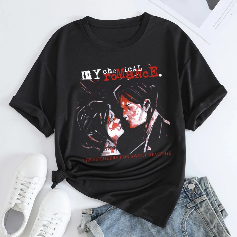 MY CHEMICAL ROMANCE Top Women Y2K Clothes Graphic Oversized Short -sleeved T Shirt Tops 100% Cotton Tee Korean Reviews A Lot