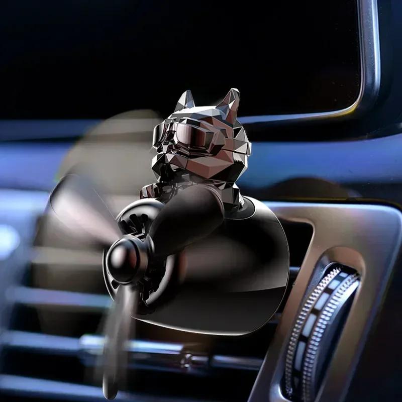 

Car Fragrance Auto Air Freshener Cool Bulldog Pilot Rotating Propeller Air Outlet Perfume Flavoring Car Accessories