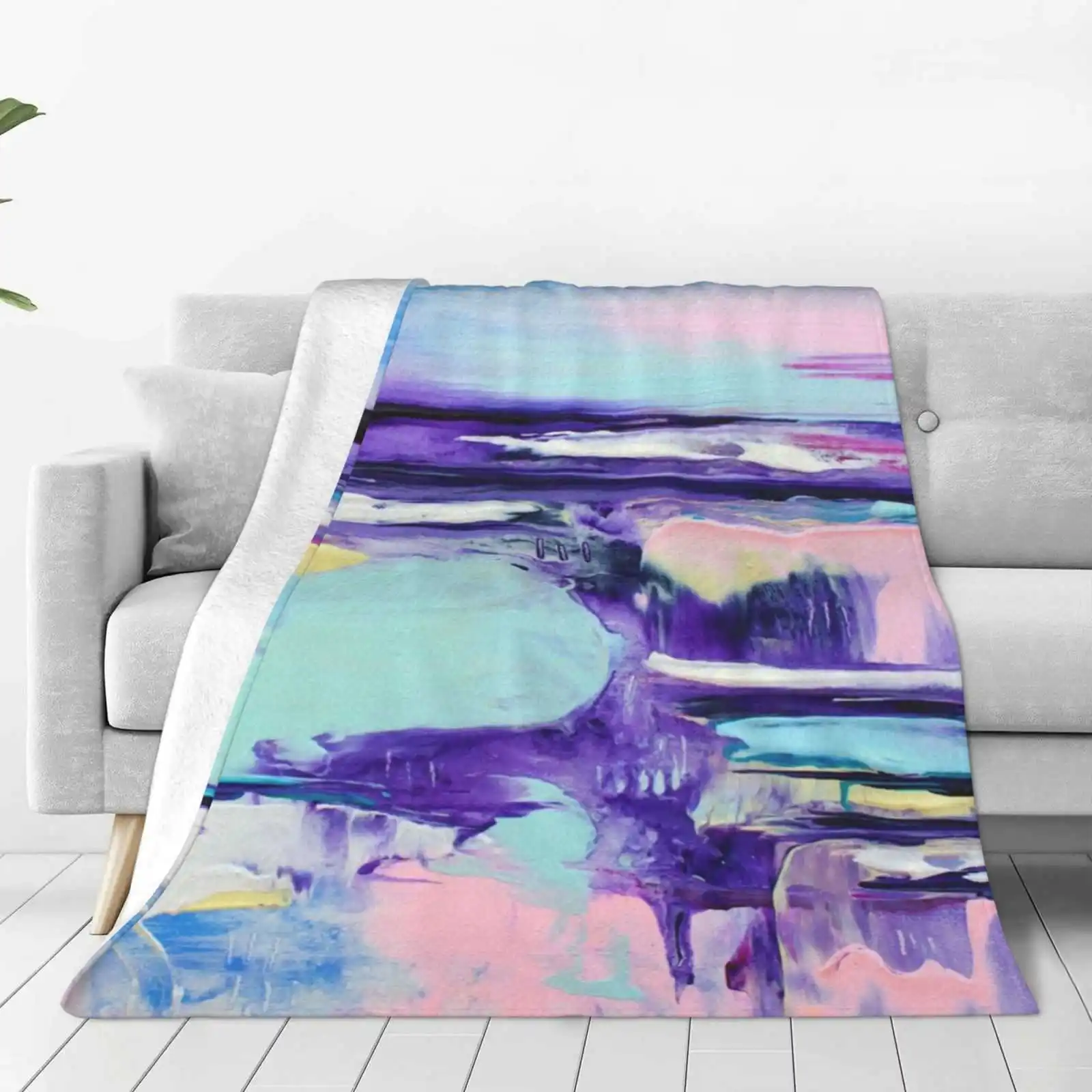 Pastel Breeze 5 All Sizes Soft Cover Blanket Home Decor Bedding Pastel Breeze Seascape Pastel Colour Ocean Water Beach Blush