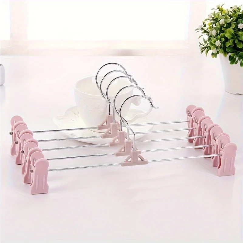 

10pcs Premium Telescopic Pant Hanger Rack - Non-marking, Non-slip, Anti-wrinkle Design - Adjustable for Pants, Skirts, and Cloth