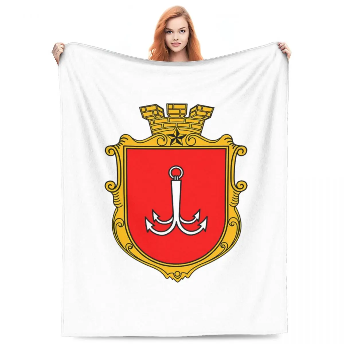 

Coat Of Arms Of Odessa, Ukraine Blankets Soft Warm Flannel Throw Blanket Cover for Bed Living room Picnic Travel Home Couch