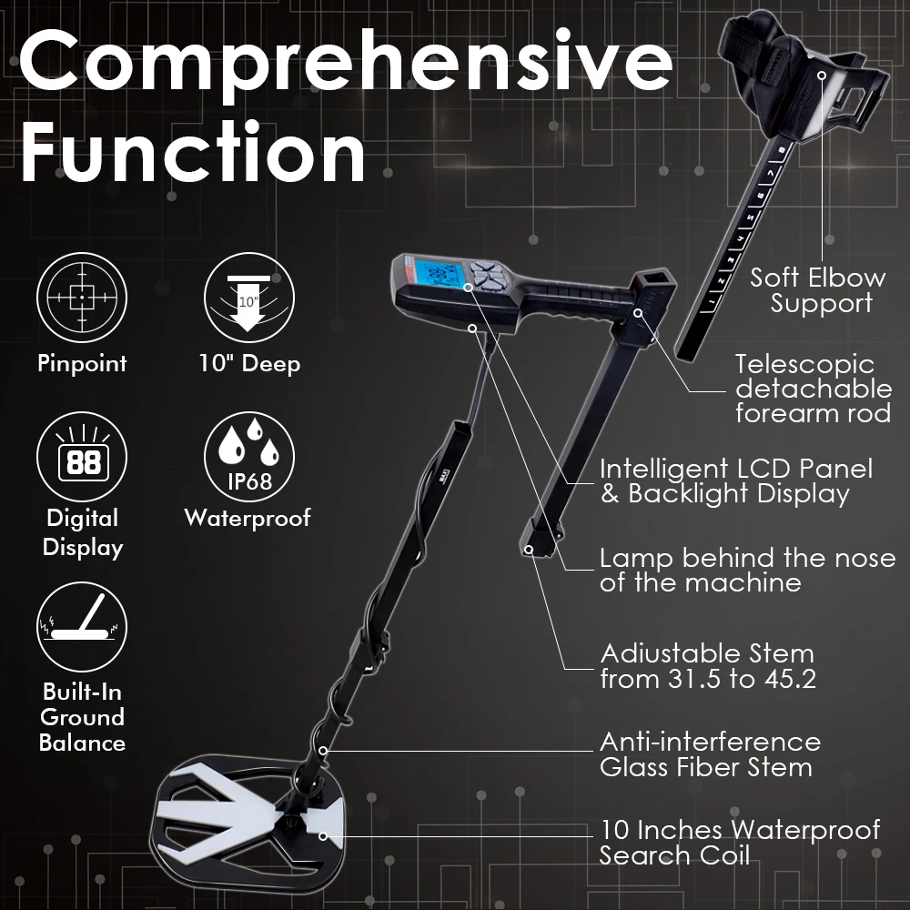 Professional Underground Metal Detector X13 with IP68 Waterproof High Sensitivity Coil,Auto Ground-balance LCD Display PP