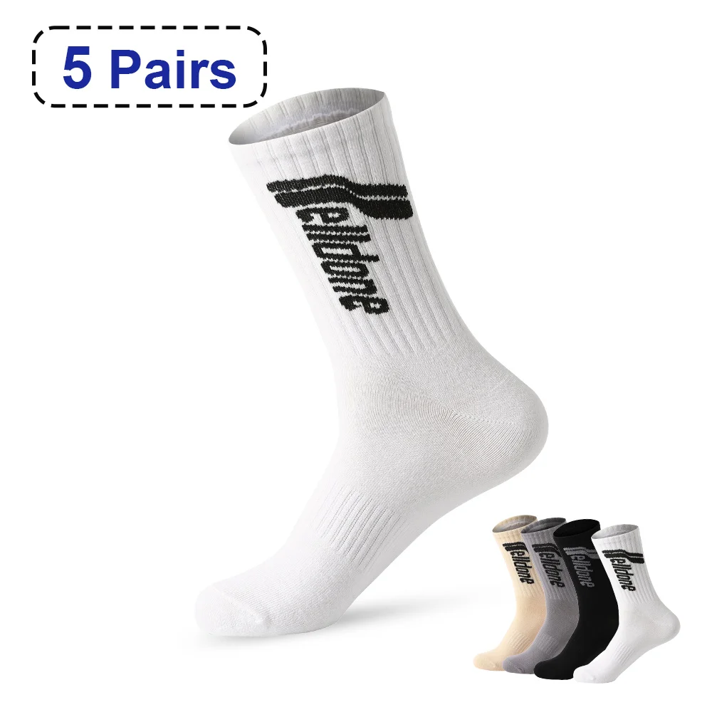 5 Pairs Cotton Men Socks black Sweat Absorbent Comfortable Running Sports Socks Breathable Basketball Meias Socks exercise