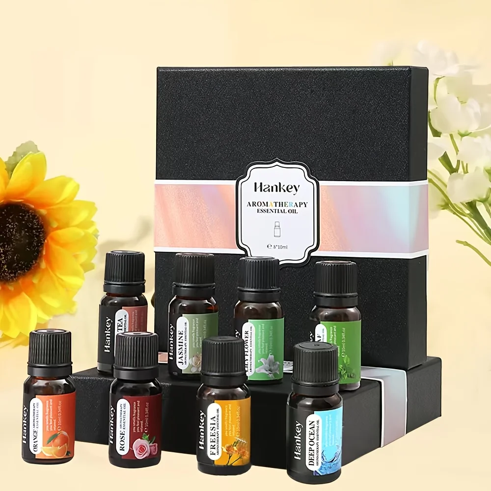 Eight Piece Essential Oil Set, Used for Diffuser AromaRelax to Relax The Aroma, with Eight Flavors Including Orange, freesia, Pe