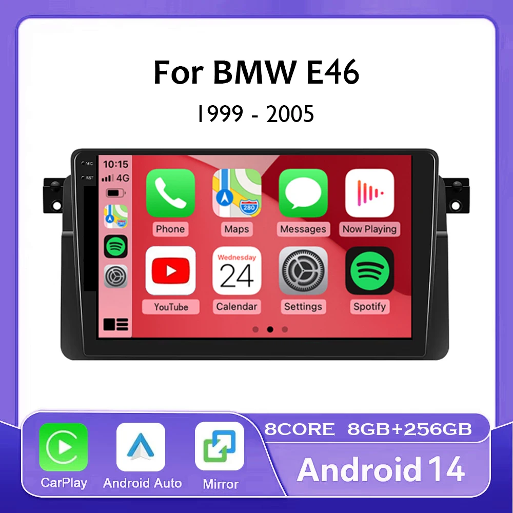 

Автомобильное радио Android 14, для BMW E46 1999 2000 2001 2002 2003 2004 2005, автомобильный стереоплеер, авторадио, WIFI, GPS-навигация