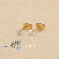 3mm AAA Round Colorful Zircons White Stud Earrings With Stianless Steel Needle Brief Jewelry 20 Colors For Choose No Allergy