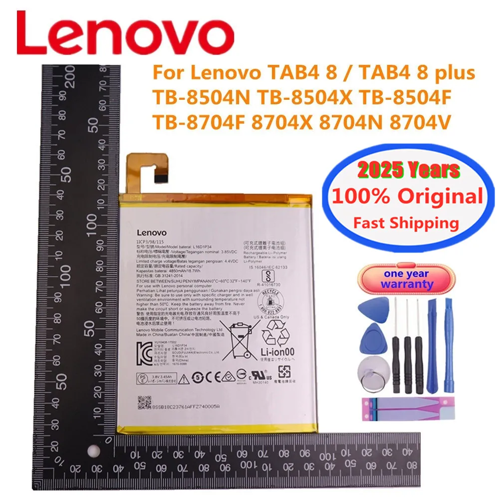 New L16D1P34 Original Tablet Battery For Lenovo TAB4 8 TB-8504N TB-8504X TB-8504F TAB4 8 plus TB-8704F 8704X 8704N 8704V Bateria