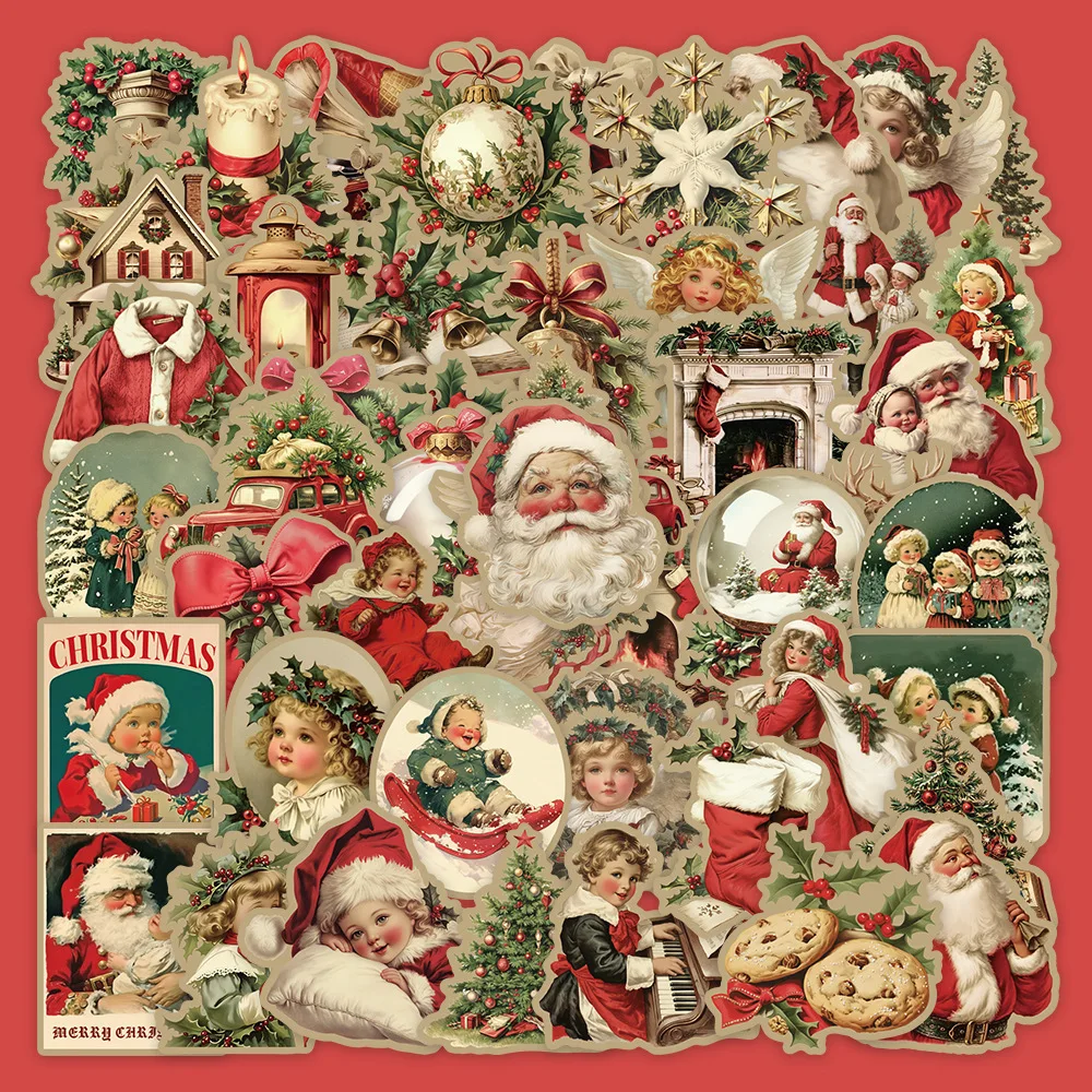 

10/30/50PCS New Retro Christmas Fun Santa Claus Graffiti Stickers Children's Toys Gift Decoration Laptop Mobile Phone Case Desk