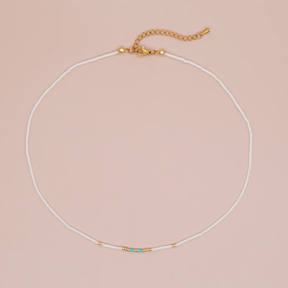 Go2boho Bohemian Glass Bead Necklace Handmade Rainbow Beads Stack Adjustable Chain Elegant Woven Luck Jewelry For Women Girl
