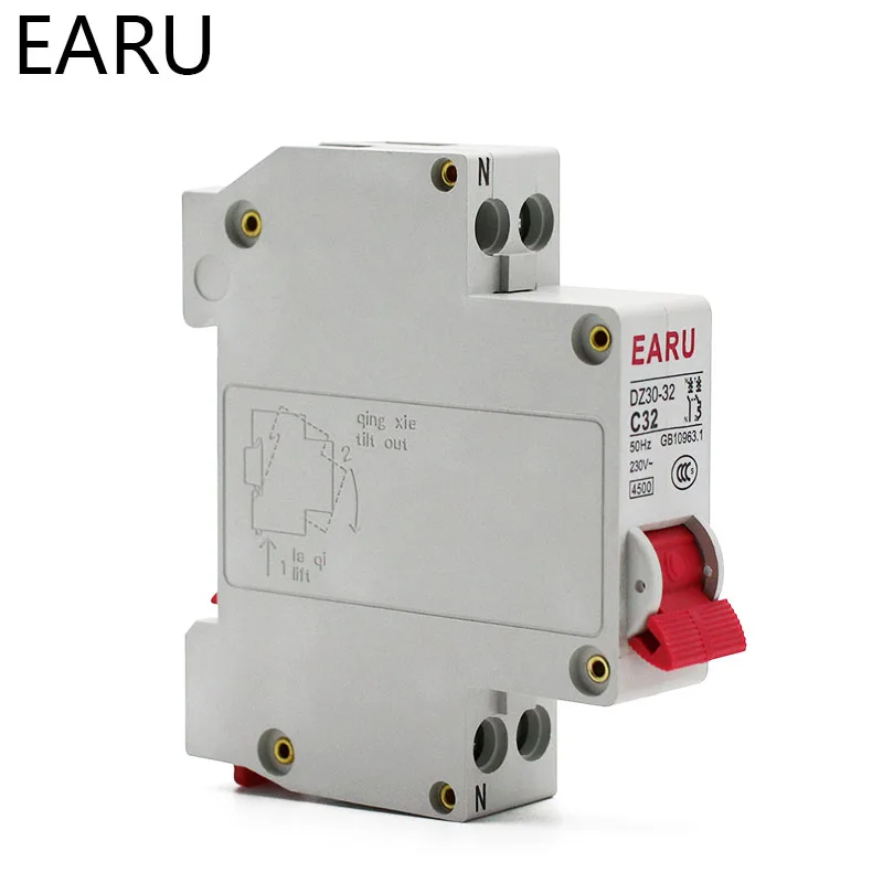 DZ30-32 DPN 1P+N Mini Circuit Breaker MCB 6A 10A 16A 20A 25A 32A Din Rail Mounting Cutout Miniature Household Air Switch OEM DIY