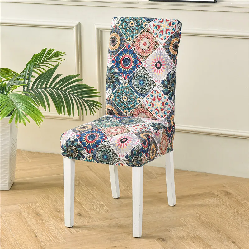 Printed Botanical Pattern Chair Cover Comfortable Integrated Backrest Dining Cover All-Season Best Seller Universal Chair Cover