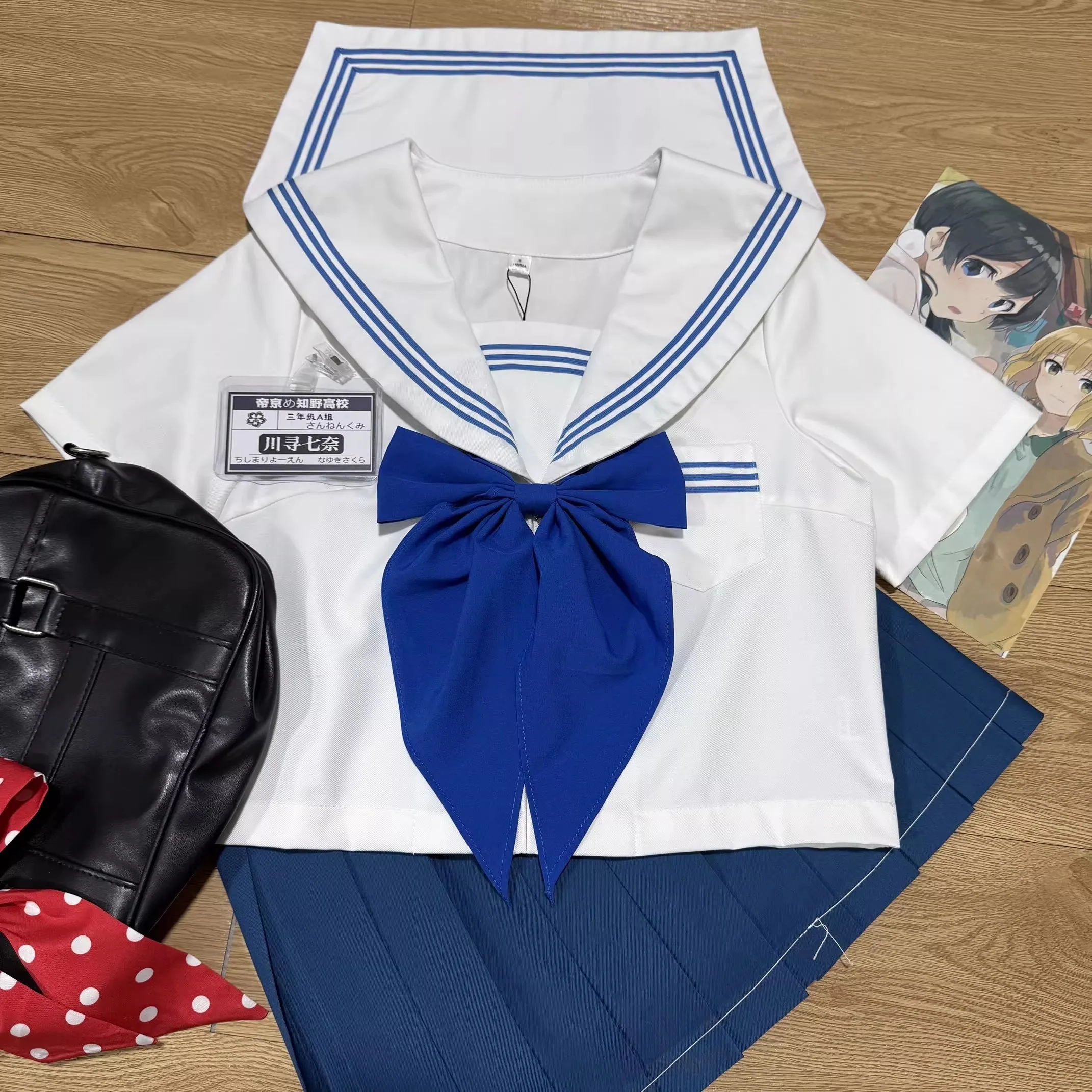 고등학생 JK 교복 가을 여름 반팔/긴팔 일본 여학생 교복 세일러 주름 치마 세트