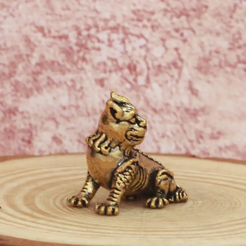 Brass Three-Dimensional Divine Beast Ksitigarbha Mount Small Auspicious Beast Ornament Collectible Tea Pet Ornaments