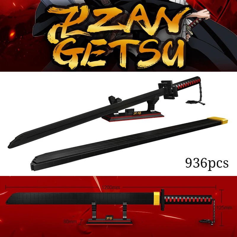 Demon Slayer Nichirin Sword Building Blocks Rengoku Kyoujurou Blade Katana Anime Knife Weapon Bricks Toys For Boy Gifts Stock