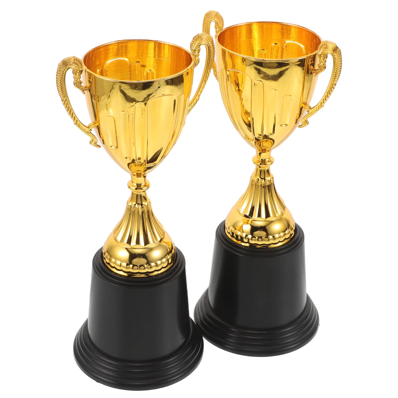 

2Pcs Mini Golden Trophy Plastic Award Trophies Small Stable Base Sports Achievements Classroom Rewards Gold Award Trophies
