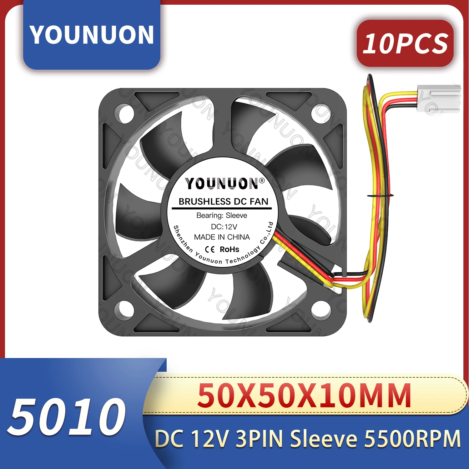 

10 шт. 5010 50*50*10 12 В Вентилятор охлаждения 3Pin 50 мм 5 см ПК ноутбук компьютер промышленный вентилятор охлаждения 50x50x10 мм FG вентилятор охлаждения