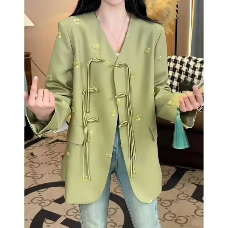 Chaqueta de traje de estilo nacional joven, chaqueta informal y cómoda, diseño de sentido avanzado que combina con todo, moda elegante, primavera 2024