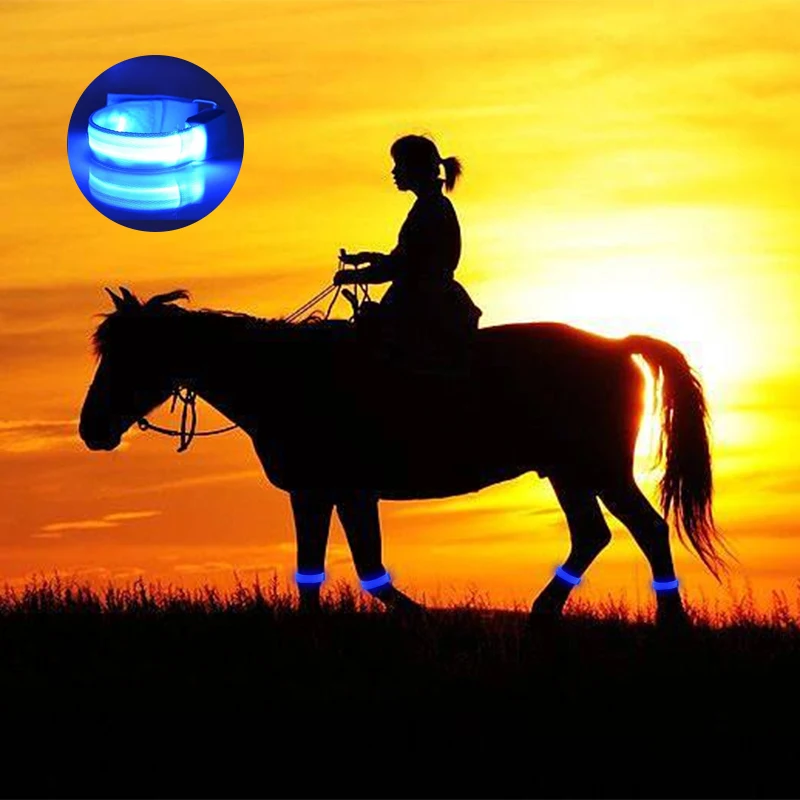 4 stücke Reit Versorgung LED Leucht Pferd Bein Riemen Reiten Sicherheit Warnung Gürtel Nacht Sichtbar Pferde Legging Dekoration
