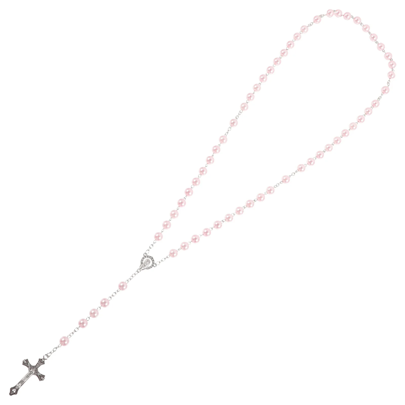 

Necklace Pearl Love Rosary Catholic Cross (Pink) 1pc Female Necklaces Beads Women's Choker