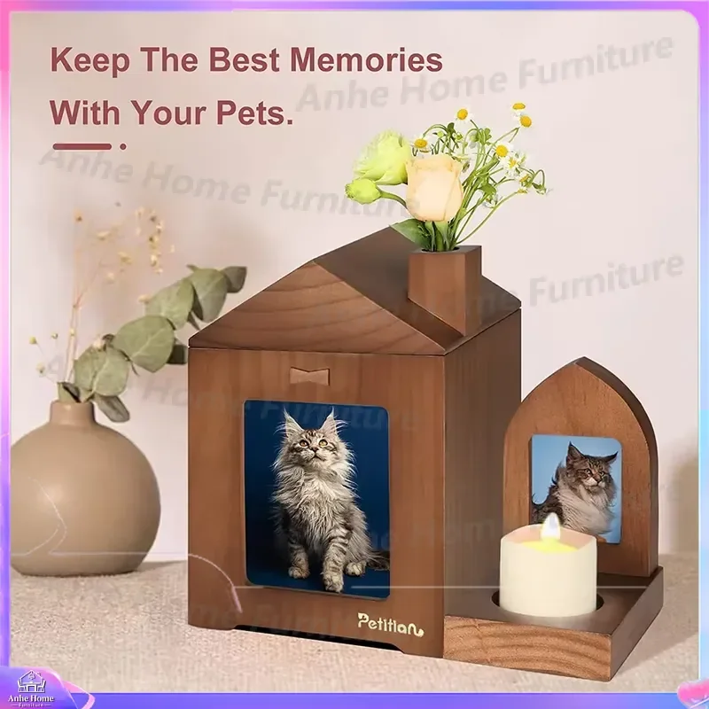 Pet Urn with Photo Frame Small Cremation Box for Dogs Cats Memorial Keepsake Holder Loving Memory Funeral Ashes Container