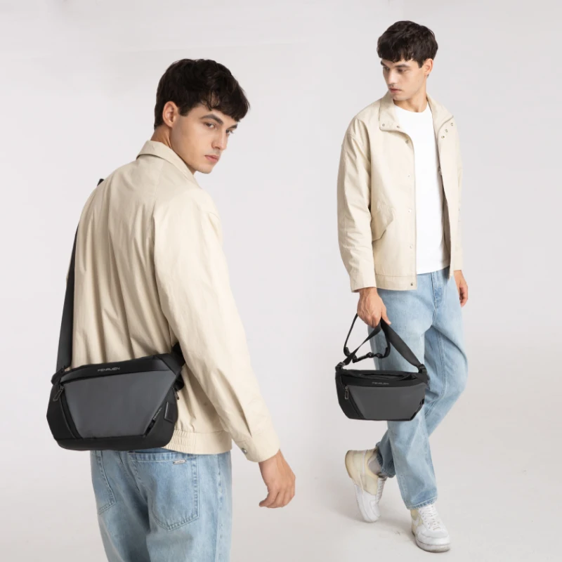 FENRUIEN Men Fashion Leisure Shoulder Bags USB Charging Waterproof Sling Crossbody Travel Messenger Chest Bag Pack For Man