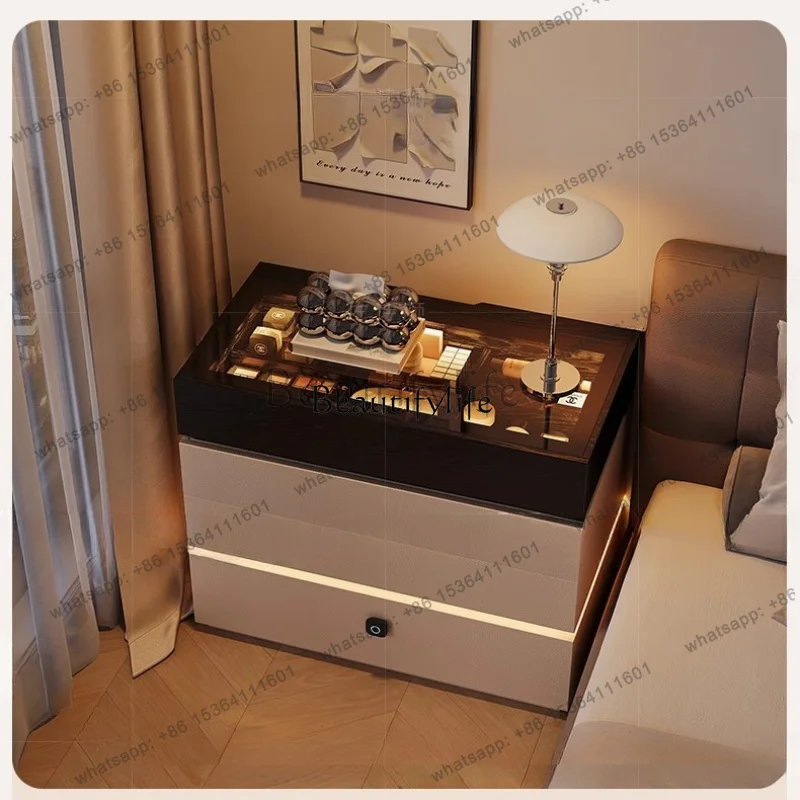 JJ Bedroom bedside chest cabinet light luxury high-end countertop glass display cabinet floor-to-ceiling small