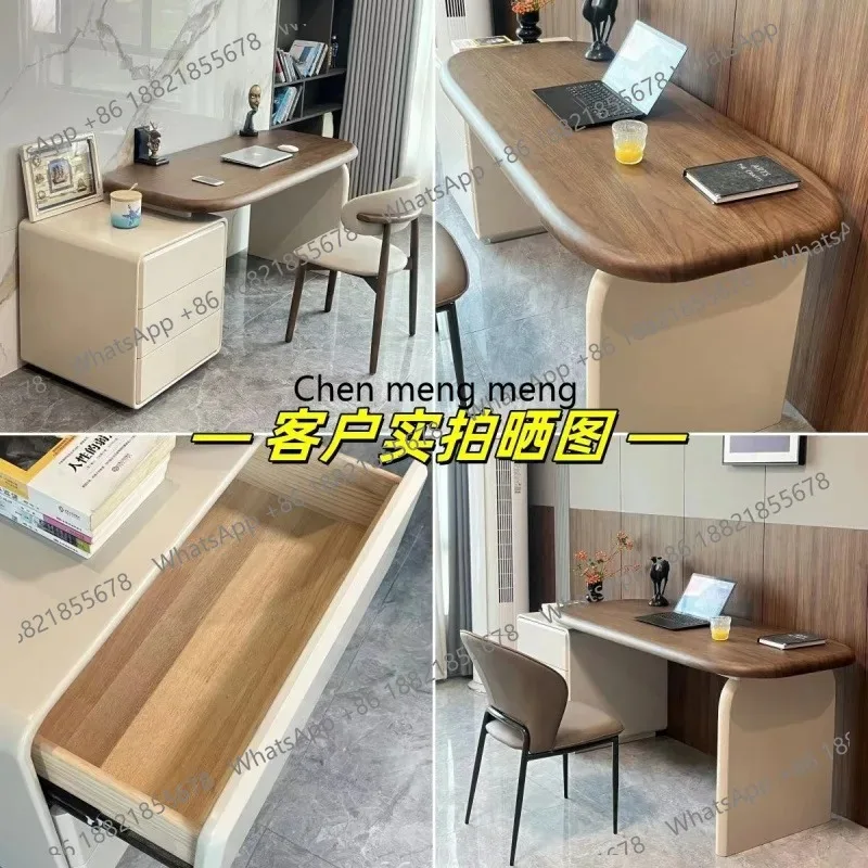 

Medieval style solid wood desk office computer desk modern simple walnut color desk thickened F150