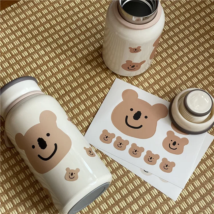 Vintage Bear Milk Tea Coffee Mug 304 Stainless Steel Cute Leak-Proof Thermos Mug Travel Thermal Cup 300/400ml Water Bottle Cups