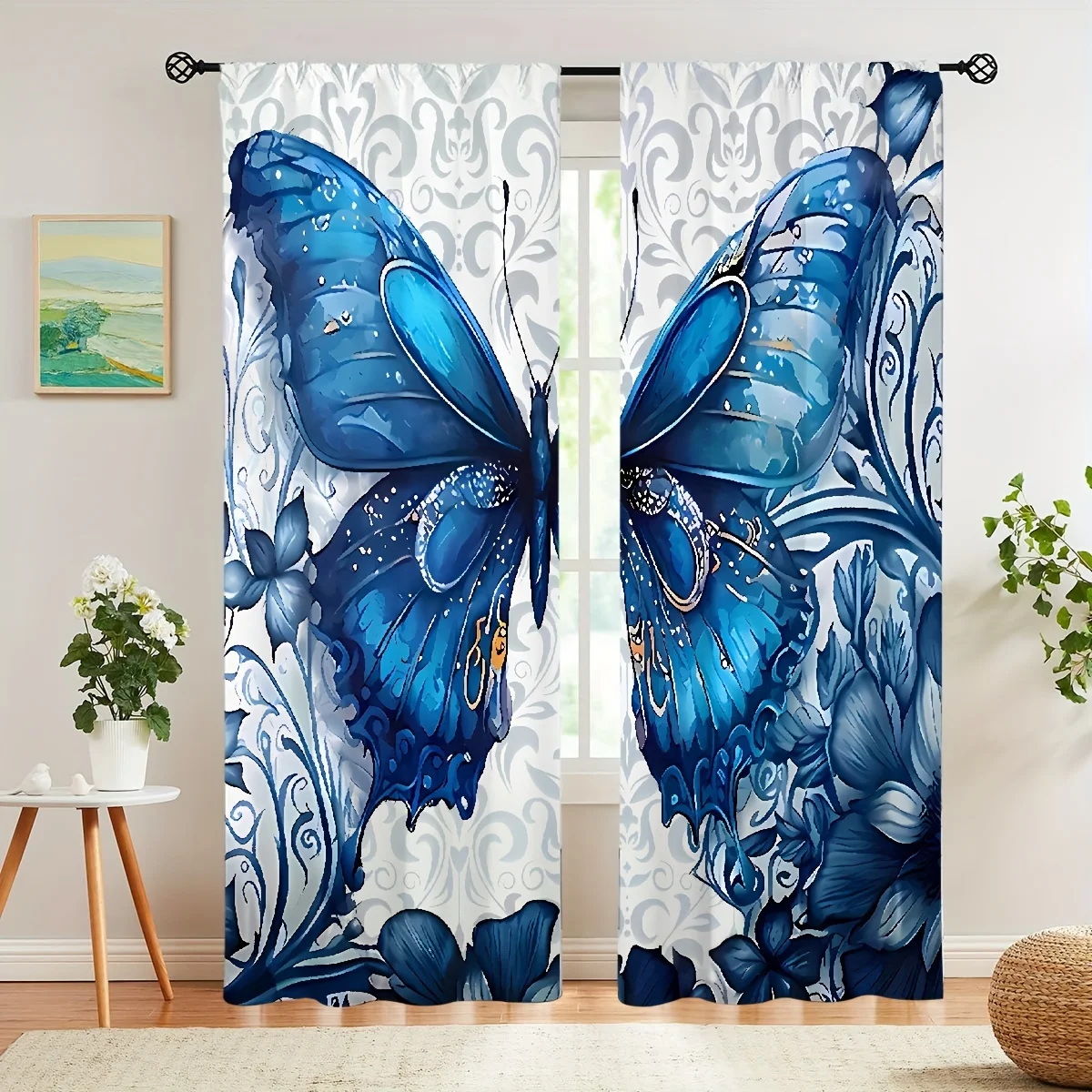 2 pezzi di fiori di farfalla tende decorazioni artistiche tenda decorativa per la casa per soggiorno camera da letto a tema animale per tutte le