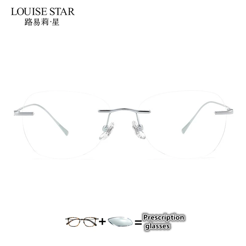 New pure titanium frameless myopia astigmatism optical glasses for women, anti blue light frameless photochromic solar reading