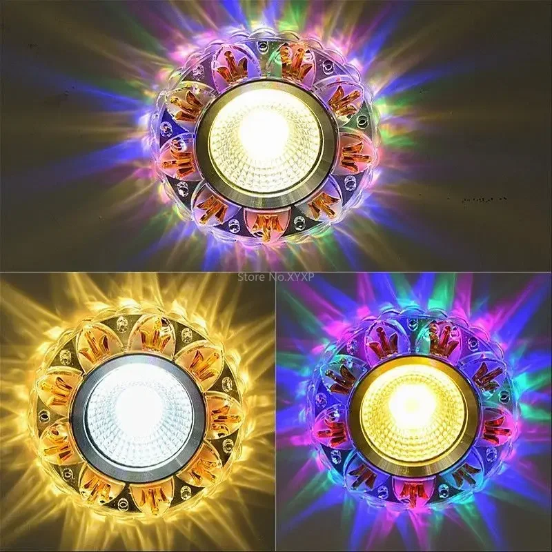 Crystal Spotlight Led Living Room Ceiling Lamp Embedded Bull's Eye Lamp Hole Lamp Color Aisle Small Three-color Downlight