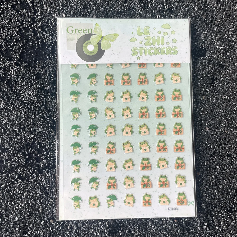 LEZHI Cute Mini Sticker Sheet Cottagecore Aesthetic Frog Cat Butterfly Decals For Journal Diary Scrapbooking DIY Stationery Gift