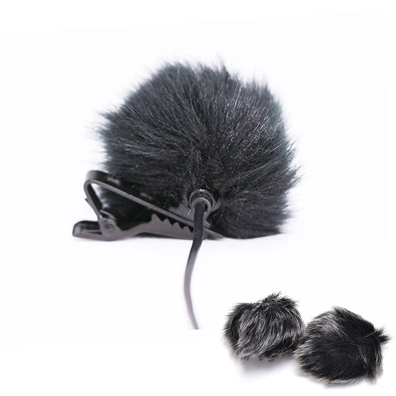 Black Fur Windscreen Windshield Wind Muff for Lapel Microphone Mic